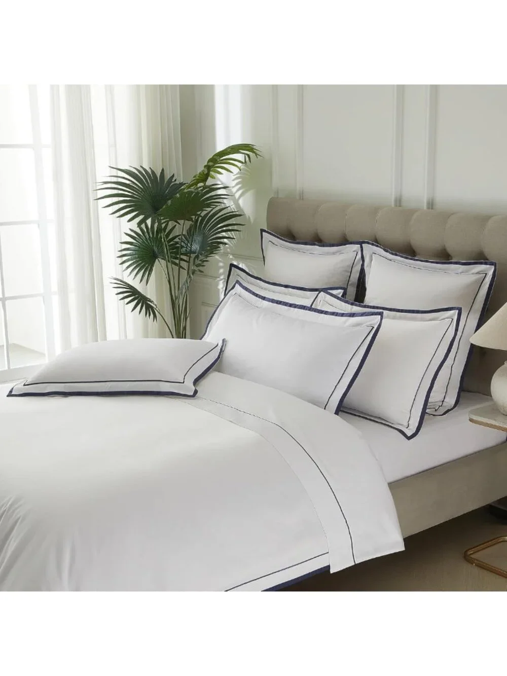 Set of 2 White Euro Pillow Shams, 100% Cotton Covers, 26x26 Decorative Shams